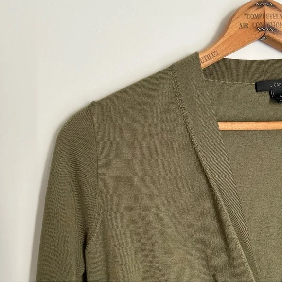 J.Crew Merino Wool Wrap Sweater in olive green - Picture 4 of 6
